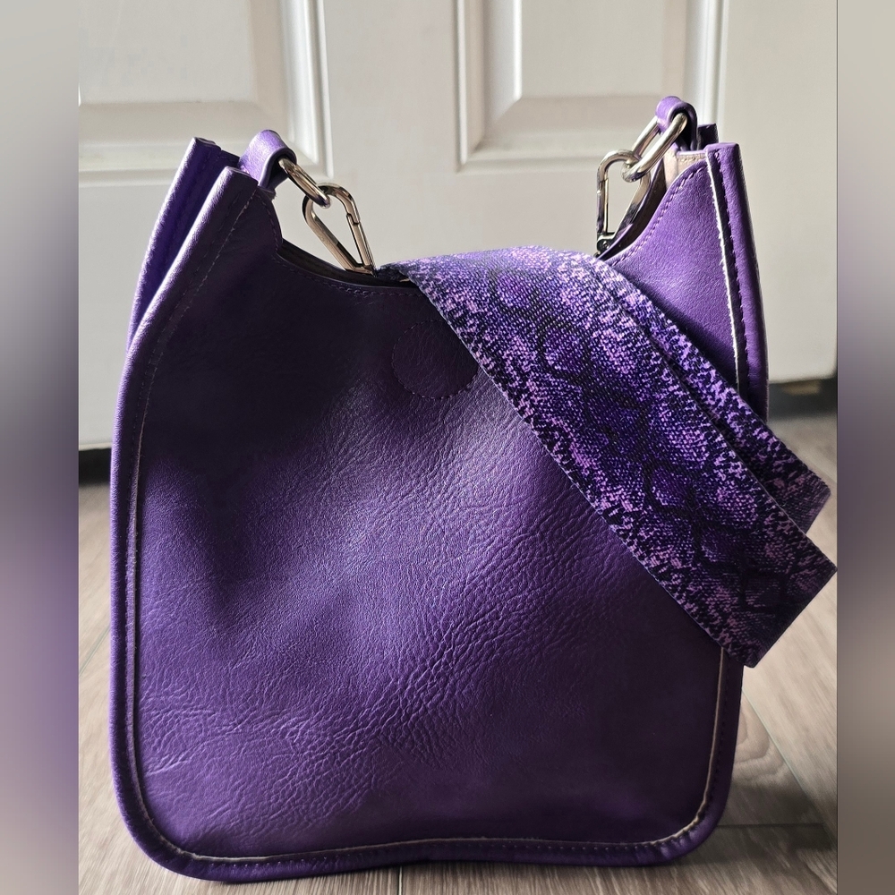 Versatile Jewel Toned Purple Crossbody Snake Print Guitar Strap + Solid Strap - Picture 1 of 10